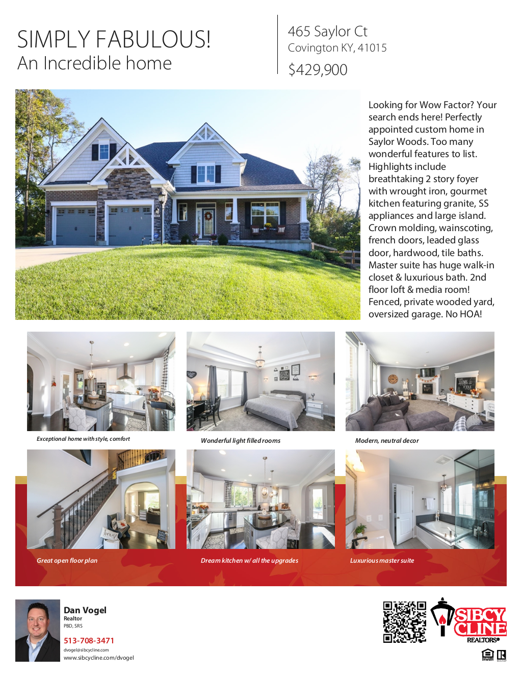 Listing Flyer For 465 Saylor Ct